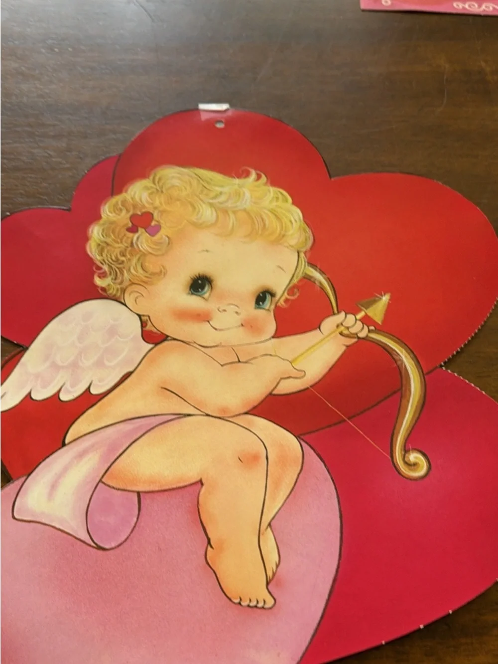 2 sets of 3 VTG.Rare Beistle Valentine's Day die-cut doubleside-decorations